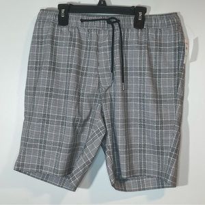 Open Edit Black White Plaid Drawstring Shorts M